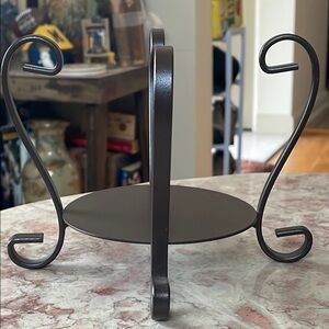 NWT~Yankee Candle Elegant Brown Metal Scroll 3 Wick Candle Display Stand